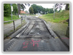 Baumaßnahme Mehringer Straße / Lindenstraße. Die Emsstraße Richtung Ems.