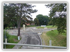 Baumaßnahme Mehringer Straße / Lindenstraße. Blick vom Bahnkörper aus.