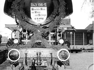 Dampflokomotive Baureihe 043 Nr.196-5 ist am 9. September1978 in Salzbergen angekommen
